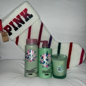 PINK Coco Chill Lotion Set with stocking and candle